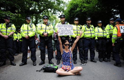 Protesta contra Fracking en Balcombe, West Sussex, en 2013